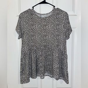 womens cheetah print ruffle bottom tee!